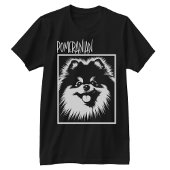 Dramatic Pop Art Pomeranian White On Black T-shirt