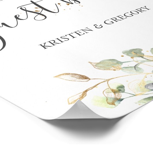 dramatic silver floral Wedding guest book Poster (Hoek)