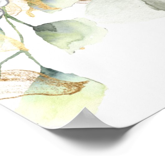 dramatic silver gold floral square Wedding Poster (Hoek)