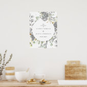 dramatic silver gold floral square Wedding Poster (Keuken)