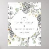 dramatic silver gold floral square Wedding Poster (Voorkant)