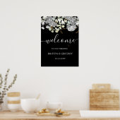 dramatic silver gold floral Wedding Welcome Poster (Keuken)