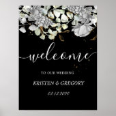 dramatic silver gold floral Wedding Welcome Poster (Voorkant)