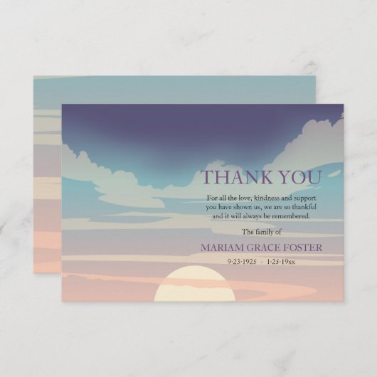 Dramatic Sky Bereavement Hartelijk dank Bedankkaart (Voorkant / Achterkant)