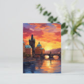 Dramatic Sunset Over the Iconic Charles Bridge Briefkaart (Staand voorkant)
