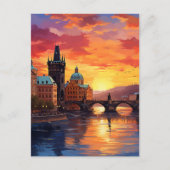 Dramatic Sunset Over the Iconic Charles Bridge Briefkaart (Voorkant)