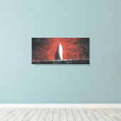 Dramatic White Ghost Figure Red Brick Wall Panoram Canvas Afdruk (Insitu (Houten vloer))