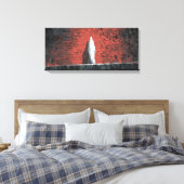 Dramatic White Ghost Figure Red Brick Wall Panoram Canvas Afdruk (Insitu (Slaapkamer))