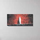 Dramatic White Ghost Figure Red Brick Wall Panoram Canvas Afdruk (Voorkant)