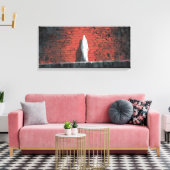 Dramatic White Ghost Figure Red Brick Wall Panoram Canvas Afdruk (Insitu (Woonkamer))