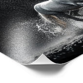 Dramatic White Horse Galloping in Rain Foto Afdruk (Hoek)