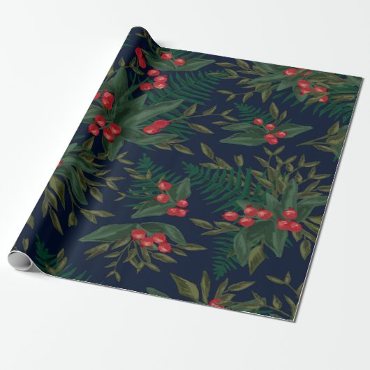 Dramatic Winter Greenery Cadeaupapier (Uitgerold)