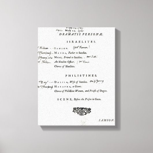 Dramatis Personae voor Samson Canvas Afdruk (Voorkant)