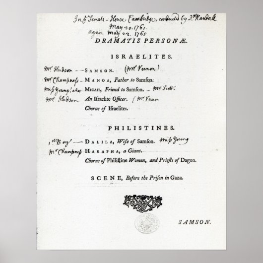 Dramatis Personae voor Samson Poster (Voorkant)