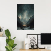 Dramatisch Alpen dal, gotische winter landschapsku Poster (Thuiskantoor)