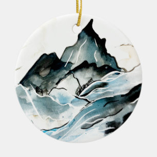 Dramatisch bergornament keramisch ornament
