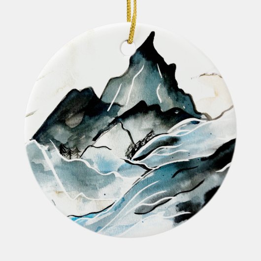 Dramatisch bergornament keramisch ornament (Voorkant)