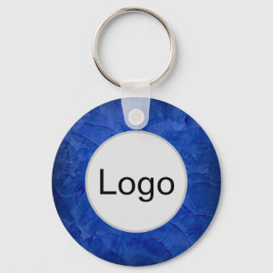 Dramatisch Blauw Venetiaans Pleister Logo Monogram Sleutelhanger
