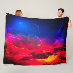 Dramatisch bliksemhemel scène fleece deken