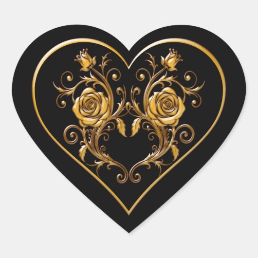 Dramatisch en elegant gouden Roos Hart Sticker (Voorkant)