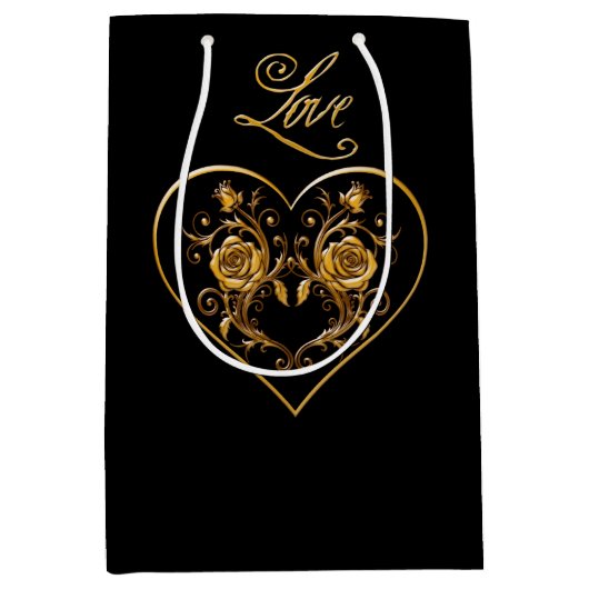 Dramatisch en elegant gouden Roos Medium Cadeauzakje (Voorkant)