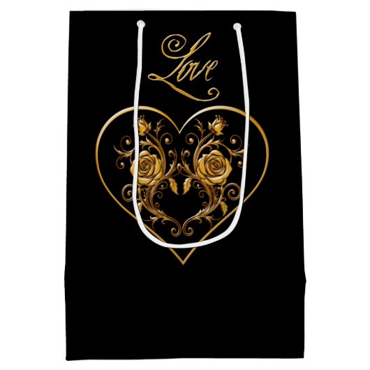 Dramatisch en elegant gouden Roos Medium Cadeauzakje (Achterkant)