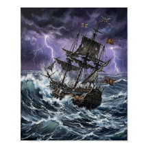 Dramatisch galjoen schip stormachtige oceaan bliks