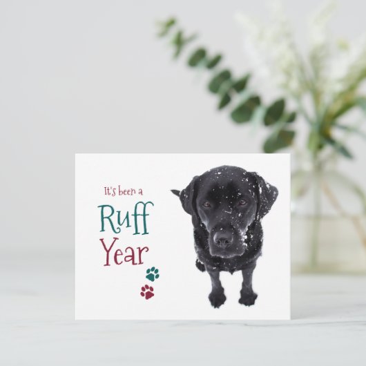Dramatisch jaar Grappige zwarte labrador Kerst Pan Feestdagenkaart (Staand voorkant)