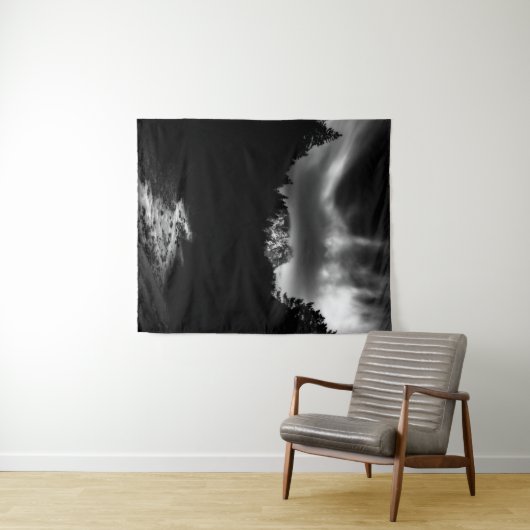 Dramatisch landschap van bergen en rivier wandkleed (In Situ (horizontaal))