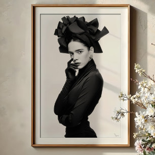Dramatisch lint Pet: elegant Mode portret Poster
