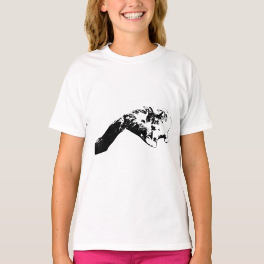 Dramatisch Long-Tail Cat Ink Art T-shirt (Voorkant)