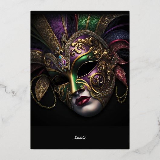 Dramatisch Maskerade Masker Feest Uitnodiging (Achterkant)