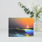 Dramatisch oceaan- en zonsondergangstafereel briefkaart (Staand voorkant)
