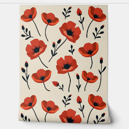 Dramatisch papaver Collectie | minimalistisch bota Behang