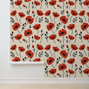 Dramatisch papaver Collectie   minimalistisch bota Behang