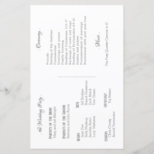 DRAMATISCH programma voor het huwelijk van Hellebo (Achterkant)