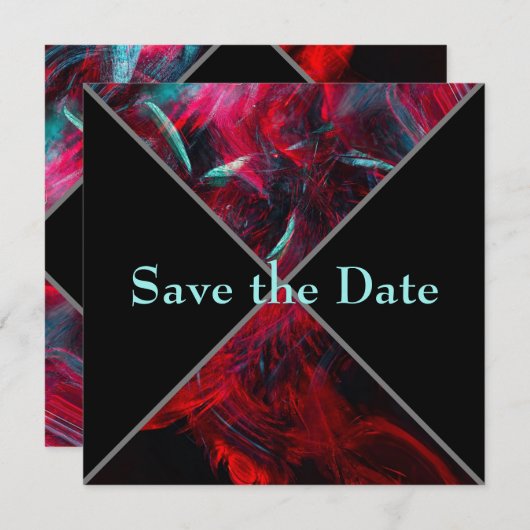 Dramatisch rood en zwart Save The Date (Voorkant / Achterkant)