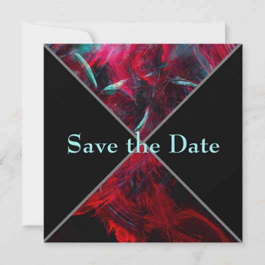 Dramatisch rood en zwart Save The Date (Voorkant)
