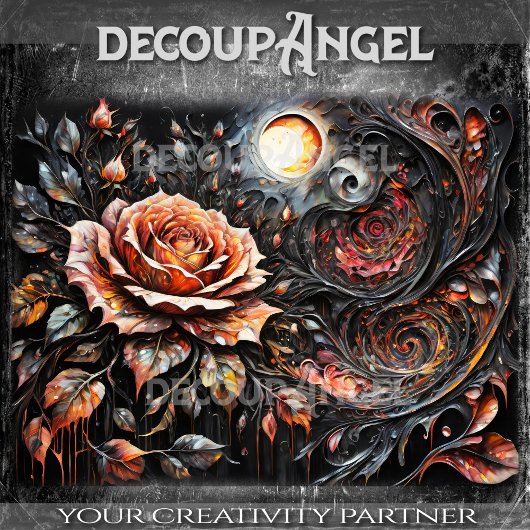 Dramatisch Roos schilderen -Decoupage- Tissuepapier