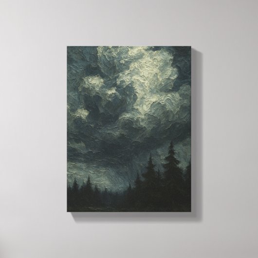 Dramatisch Storm Clouds Forest - Moody Natuur Land Canvas Afdruk (Voorkant)