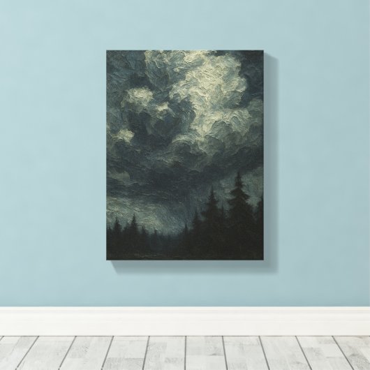 Dramatisch Storm Clouds Forest - Moody Natuur Land Canvas Afdruk (Insitu (Houten vloer))