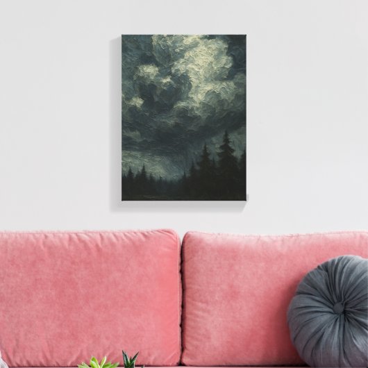 Dramatisch Storm Clouds Forest - Moody Natuur Land Canvas Afdruk (Insitu (Woonkamer))