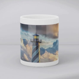 Dramatisch Vuurtoren Zeelandschap met Stormachtige Koffiemok