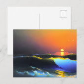 Dramatisch zee- en zonsondergangstafereel briefkaart (Voorkant / Achterkant)