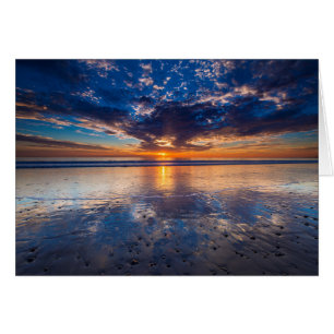 Dramatisch zeegezicht, zonsondergang, CA