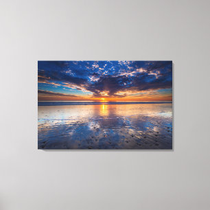 Dramatisch zeegezicht, zonsondergang, CA Canvas Afdruk