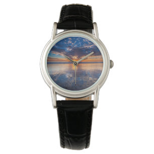 Dramatisch zeegezicht, zonsondergang, CA Horloge