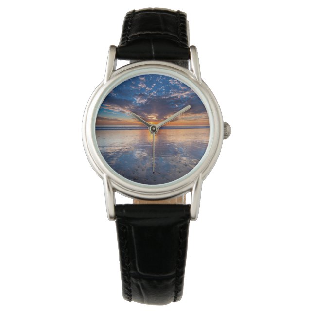 Dramatisch zeegezicht, zonsondergang, CA Horloge (Voorkant)