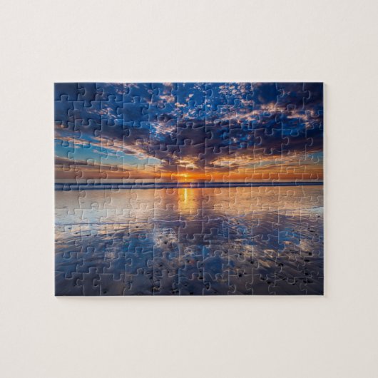 Dramatisch zeegezicht, zonsondergang, CA Legpuzzel (Horizontaal)