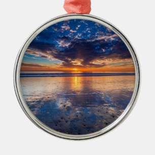 Dramatisch zeegezicht, zonsondergang, CA Metalen Ornament
